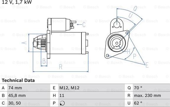 BOSCH 0 986 025 130 - Starteris ps1.lv