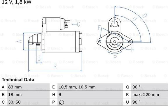 BOSCH 0 986 026 050 - Starteris ps1.lv