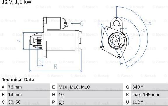 BOSCH 0 986 020 900 - Starteris ps1.lv