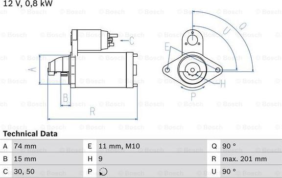 BOSCH 0 986 020 551 - Starteris ps1.lv