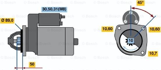 BOSCH 0 986 020 051 - Starteris ps1.lv