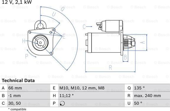 BOSCH 0 986 020 131 - Starteris ps1.lv