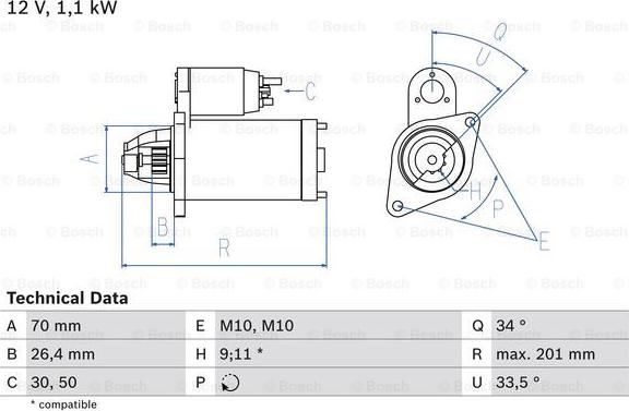 BOSCH 0 986 020 350 - Starteris ps1.lv