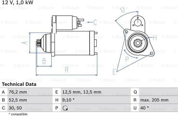 BOSCH 0 986 020 290 - Starteris ps1.lv