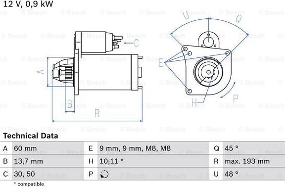 BOSCH 0 986 021 970 - Starteris ps1.lv