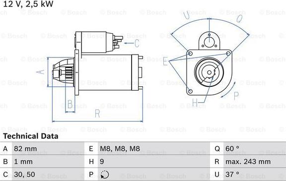 BOSCH 0 986 021 640 - Starteris ps1.lv