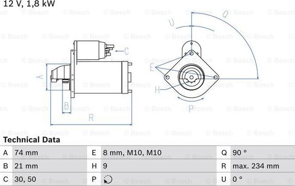 BOSCH 0 986 021 230 - Starteris ps1.lv