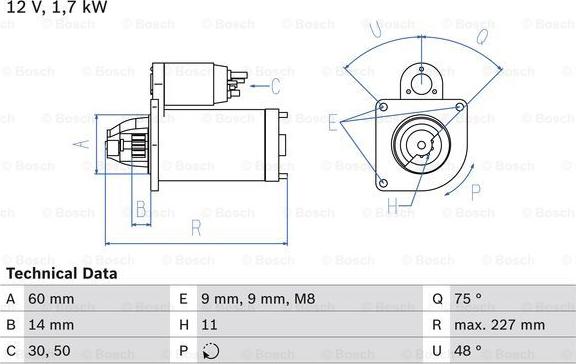 BOSCH 0 986 023 930 - Starteris ps1.lv