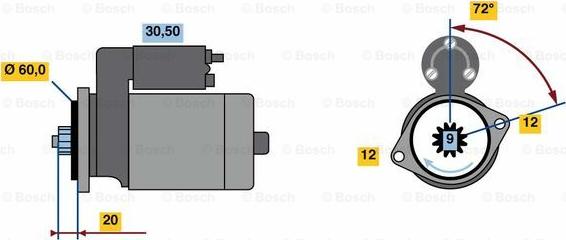 BOSCH 0 986 023 420 - Starteris ps1.lv