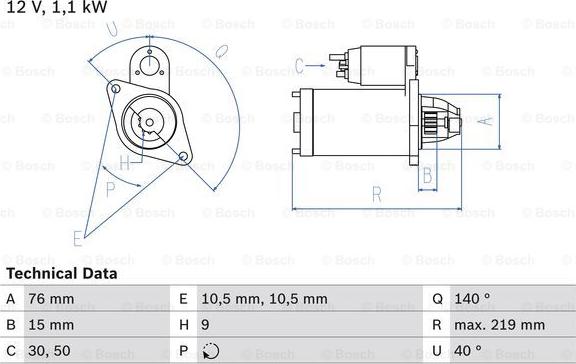 BOSCH 0 986 022 490 - Starteris ps1.lv