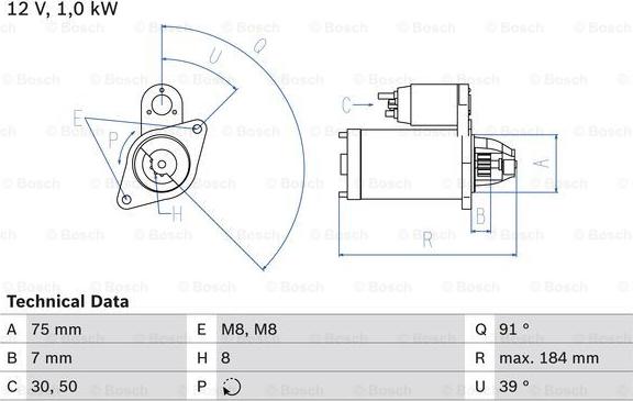 BOSCH 0 986 022 101 - Starteris ps1.lv