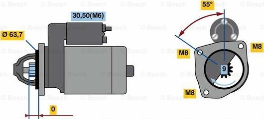 BOSCH 0 986 022 111 - Starteris ps1.lv