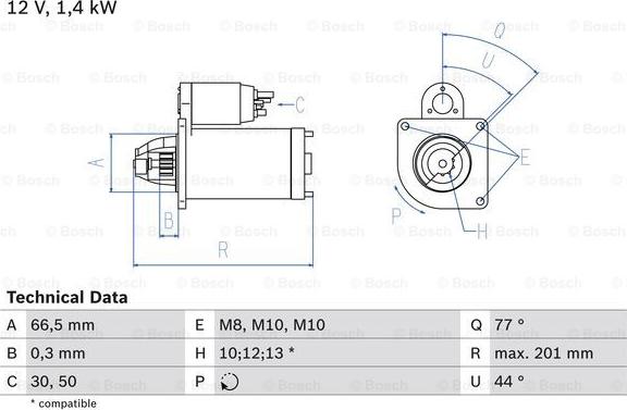 BOSCH 0 986 022 800 - Starteris ps1.lv