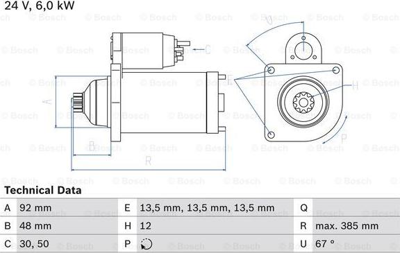 BOSCH 0 986 022 250 - Starteris ps1.lv