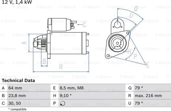 BOSCH 0 986 022 730 - Starteris ps1.lv