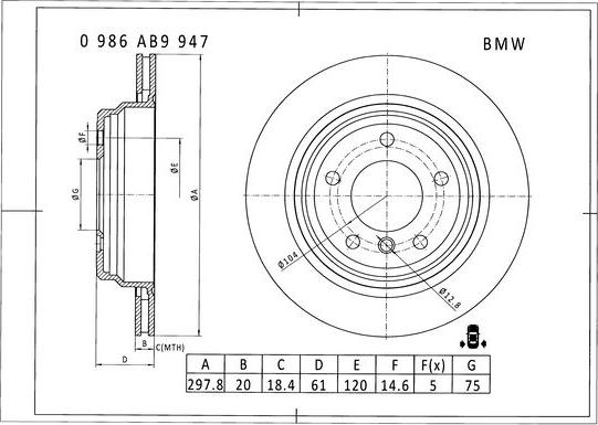 BOSCH 0 986 AB9 947 - Bremžu diski ps1.lv