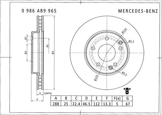 BOSCH 0 986 AB9 965 - Bremžu diski ps1.lv