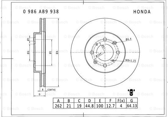 BOSCH 0 986 AB9 938 - Bremžu diski ps1.lv