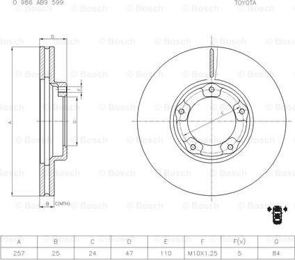 BOSCH 0 986 AB9 599 - Bremžu diski ps1.lv