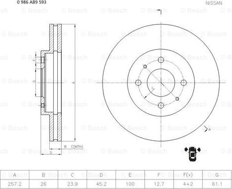 BOSCH 0 986 AB9 593 - Bremžu diski ps1.lv