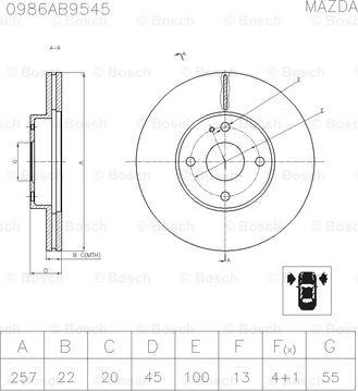 BOSCH 0 986 AB9 545 - Bremžu diski ps1.lv