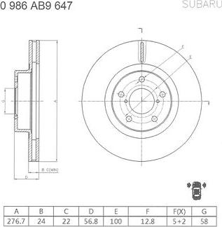 BOSCH 0 986 AB9 647 - Bremžu diski ps1.lv