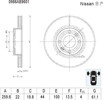 BOSCH 0 986 AB9 601 - Bremžu diski ps1.lv