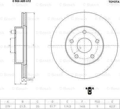 BOSCH 0 986 AB9 672 - Bremžu diski ps1.lv