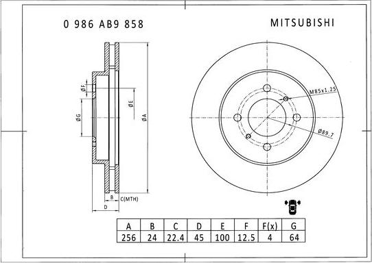 BOSCH 0 986 AB9 858 - Bremžu diski ps1.lv