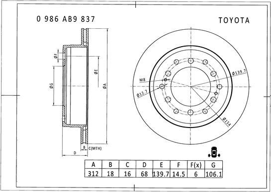 BOSCH 0 986 AB9 837 - Bremžu diski ps1.lv