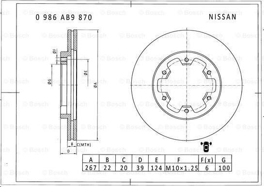 BOSCH 0 986 AB9 870 - Bremžu diski ps1.lv