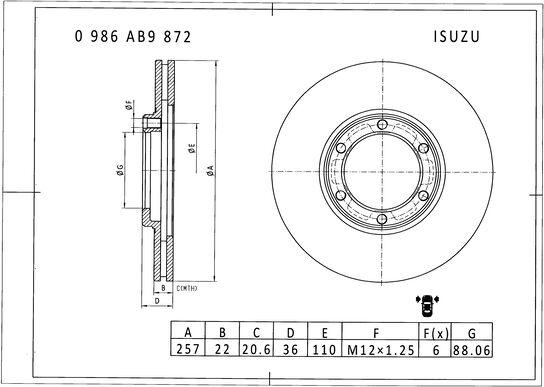 BOSCH 0 986 AB9 872 - Bremžu diski ps1.lv