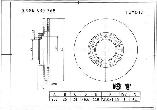 BOSCH 0 986 AB9 768 - Bremžu diski ps1.lv