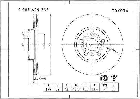 BOSCH 0 986 AB9 763 - Bremžu diski ps1.lv