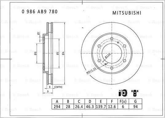 BOSCH 0 986 AB9 780 - Bremžu diski ps1.lv