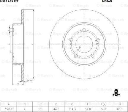 BOSCH 0 986 AB9 727 - Bremžu diski ps1.lv