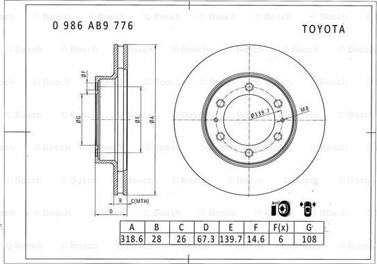 BOSCH 0 986 AB9 776 - Bremžu diski ps1.lv