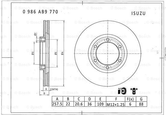 BOSCH 0 986 AB9 770 - Bremžu diski ps1.lv