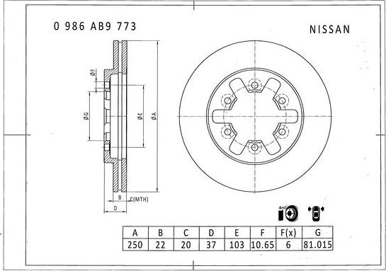 BOSCH 0 986 AB9 773 - Bremžu diski ps1.lv