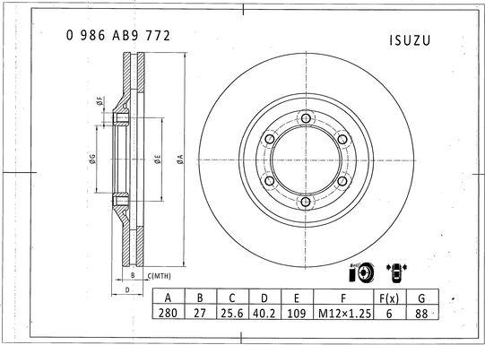 BOSCH 0 986 AB9 772 - Bremžu diski ps1.lv