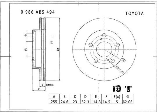 BOSCH 0 986 AB5 494 - Bremžu diski ps1.lv