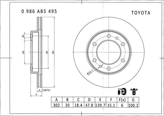 BOSCH 0 986 AB5 495 - Bremžu diski ps1.lv