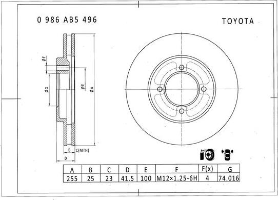 BOSCH 0 986 AB5 496 - Bremžu diski ps1.lv