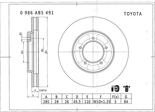 BOSCH 0 986 AB5 491 - Bremžu diski ps1.lv