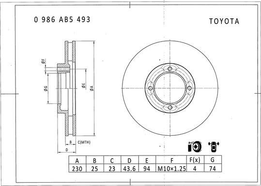 BOSCH 0 986 AB5 493 - Bremžu diski ps1.lv