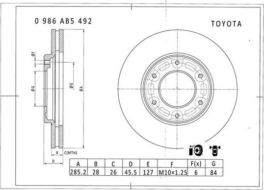 BOSCH 0 986 AB5 492 - Bremžu diski ps1.lv