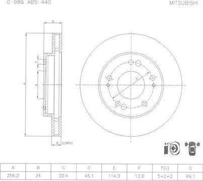 BOSCH 0 986 AB5 440 - Bremžu diski ps1.lv