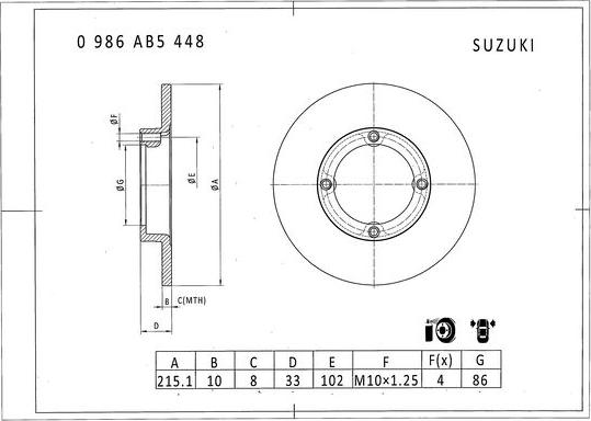 BOSCH 0 986 AB5 448 - Bremžu diski ps1.lv