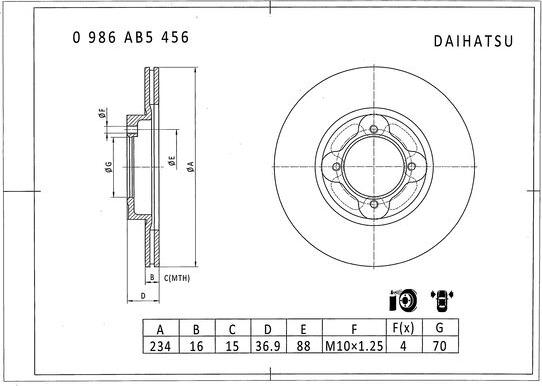 BOSCH 0 986 AB5 456 - Bremžu diski ps1.lv