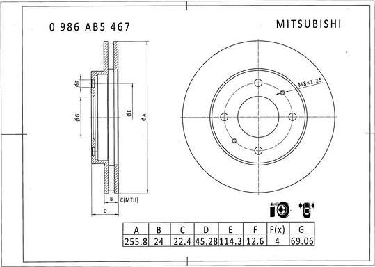 BOSCH 0 986 AB5 467 - Bremžu diski ps1.lv